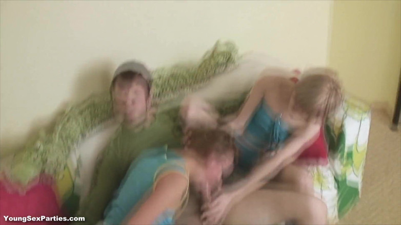 Young Sex Parties: One firm cock for two teens