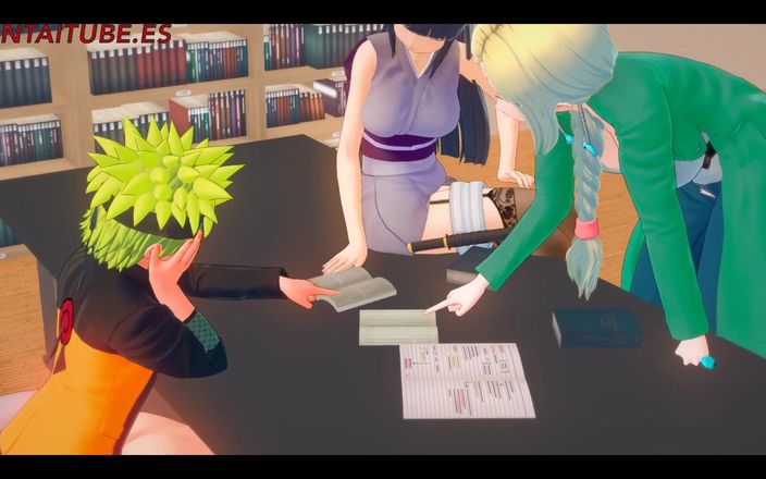 Yaoitube: Naruto Hentai 3D - Naruto o fute pe Sakura sub masă în timp...