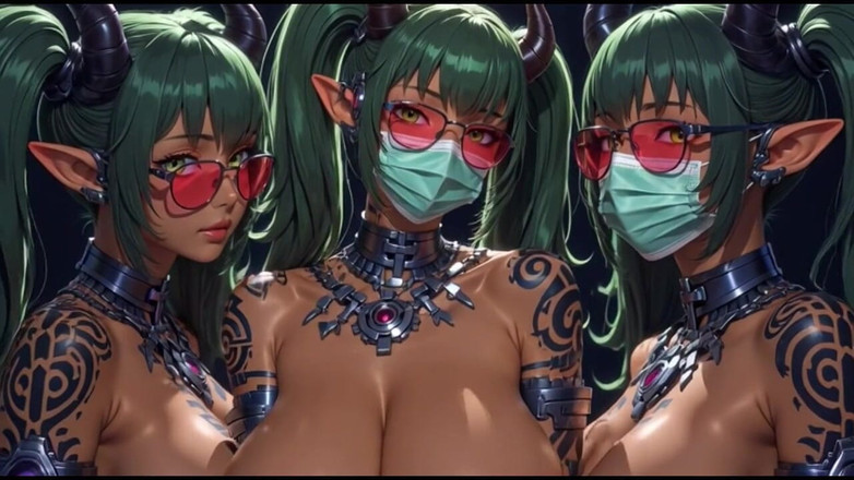 Hot girl dancing: 149. Зеленый киберпанк, сексуальная девушка топлес танцует и подпрыгивает в заднице, музыкальное видео