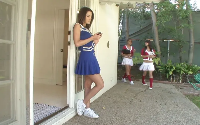 Lesbian Illusion: Three sexy cheerleaders are pleasuring each other's wet pussy