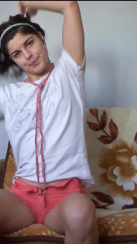 Skinny Redhead Pee in Her Short Shorts and Touches Herself