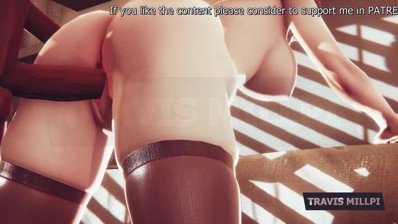 TravisMillpi: 性感的红发女郎一边戴着眼镜、丝袜和慢脱衣服一边挑逗