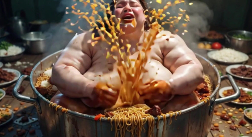 YOUR BEST FANTASY: Massive SSBBW Naked Eating Food Like Crazy - Hairy Pussy Exposed