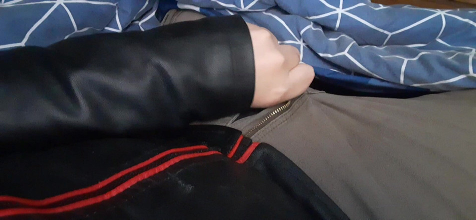 Rusty Sunnybrook: Edging in Red and Black Leather Jacket