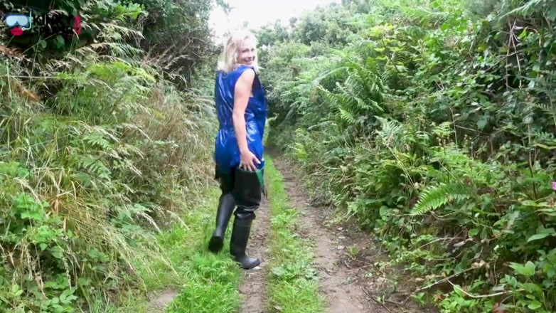 UKCuteGirl Lucy Lauren: Shiny Pvc Rainwear Walk with a Kinky Secret