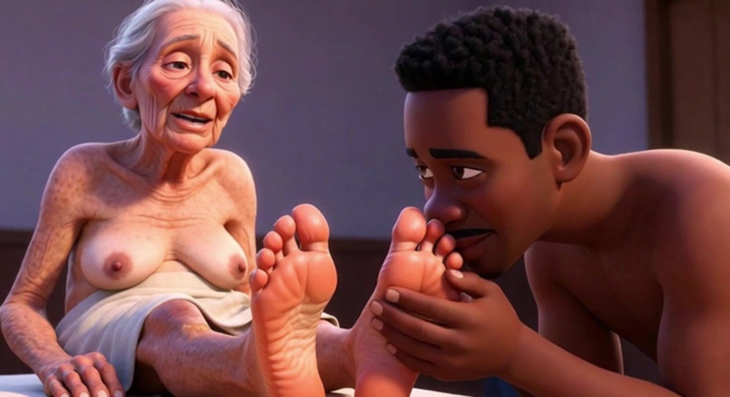 Anime Hentai: Anziana nonna che si fa oliare e leccare i piedi -...