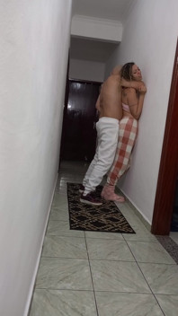 Stepdaughter Grinding Against the Wall, Rubbing Dry and Masturbating Her