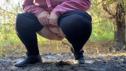 Elena: Pissing in nature and all the splashes in your face