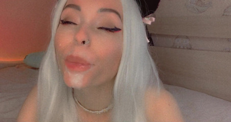 Dirty slut 666: Ahegao脸上的牛奶