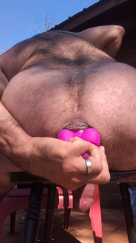 Pink Dildo in My Ass on Porch