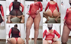 Mirelladelicia: 脱衣舞，黑色透明连衣裙和红色紧身衣