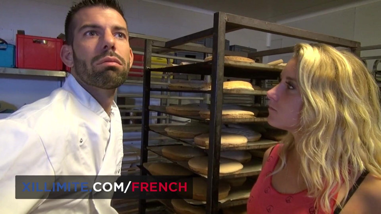 French girls at work: Sexy baker wants to have sex with her client