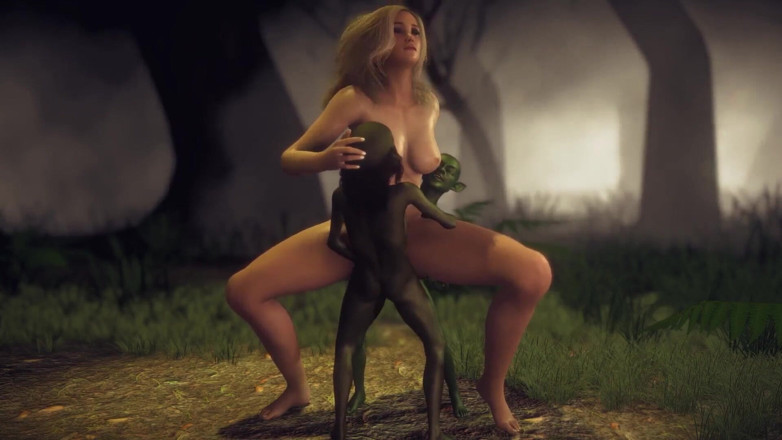 Wraith ward: Elfe wird von zwei goblins zu dritt im wald gefickt - 3D-porno