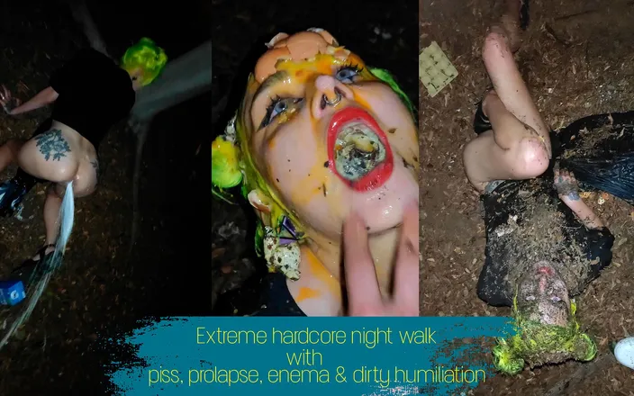 Forest-Whore: Extreme hardcore night walk with piss, enema, prolapse and dirty...