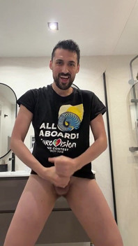 Hot Stepdaddy Jerking off Like Crazy in Public Bathroom