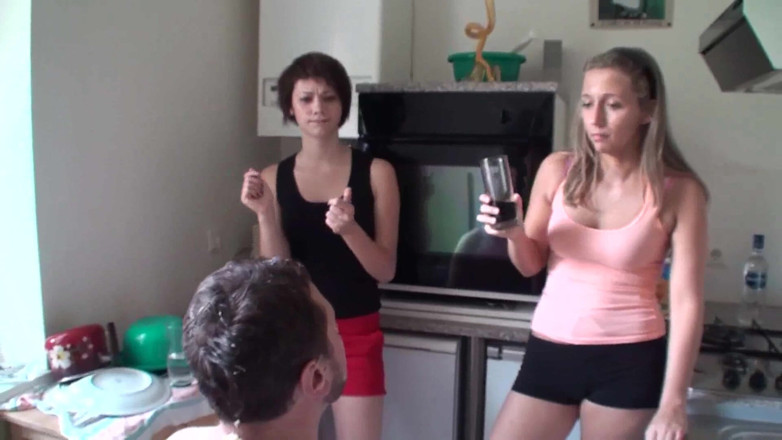 Femdom Austria: Bark and pick up the food we throw like a...