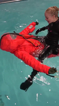 Human Life Raft - Inflated Suit Slave Pool Domination