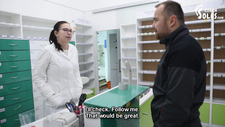 Czech Soles - foot fetish content: Man Worships Big Bare Feet of One Cute Pharmacist