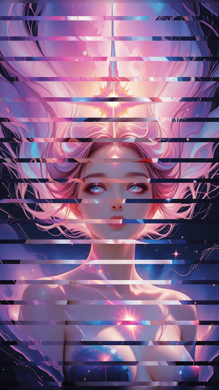 VelvetInk Studio: Kozmik rüya tanrıçası çıplak kadın gerçeküstü fantezi dreamscape ai art slayt...