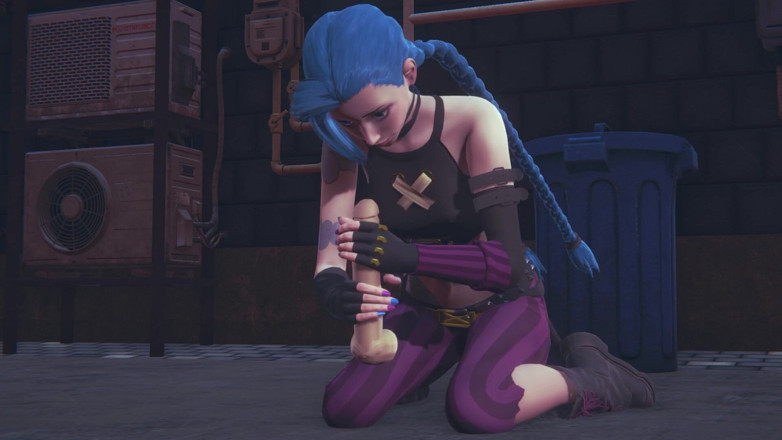 Waifu club 3D: Jinx uwielbia masturbować duże fiuty