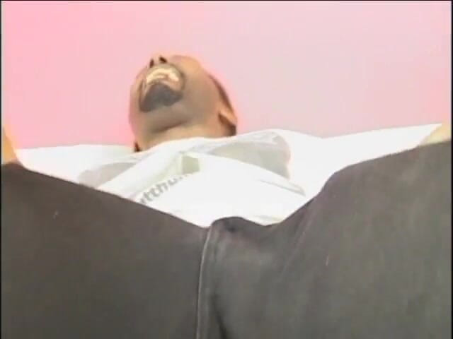 First Black Sexperience: Chocolate chick black dicked on a white leather couch