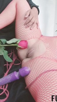 First Breath Play Valentine's Day Big Tits Torn Red Stocking