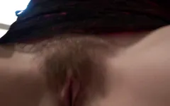 Fingering a young hairy pussy in kitchen