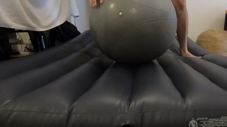 Inflatable Lovers: Fuck gimnastic ball on air matress