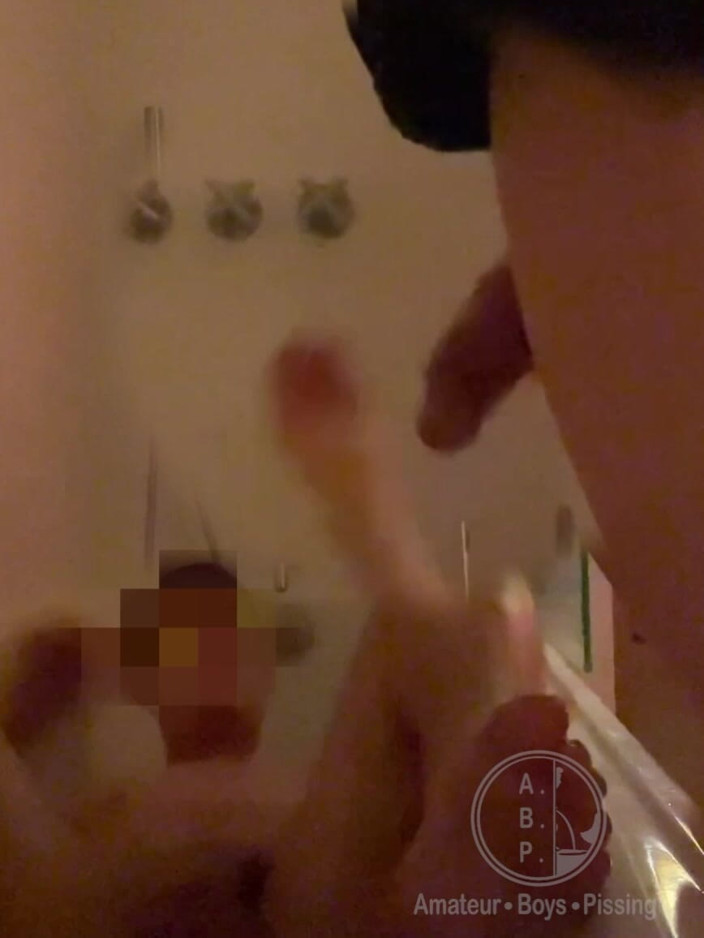 AmateurBoysPissing: Dared to Pee on My Naked Flatmate Who Gets Hard