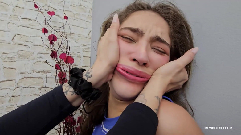 MF Dominance: Smashing the Stupid Teen's Face with Her Hands