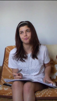 Sexy Teen Making Her Homework in Tight Short Pants