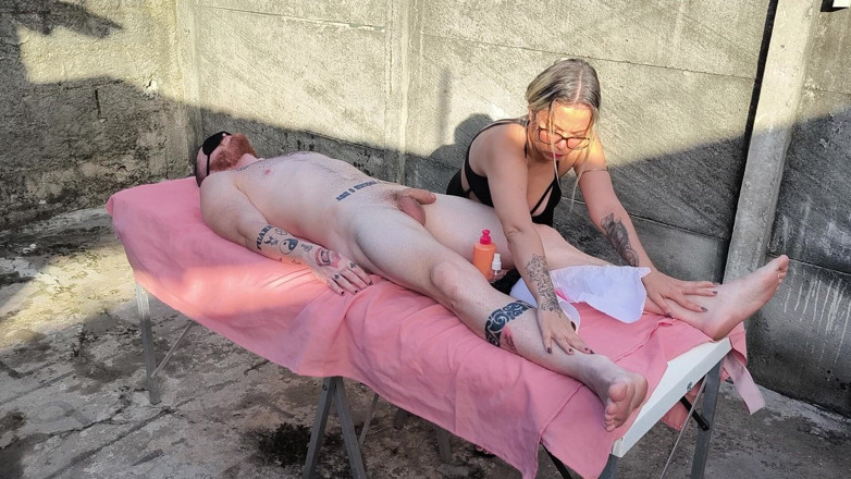Carmona's films: Nude Massage Outdoors with Hot Blonde