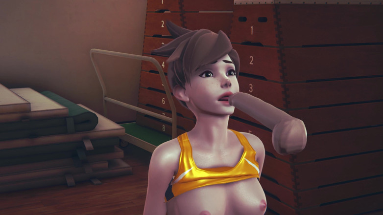 Waifu club 3D: Tracer licks cock and gets facial