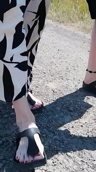 Barefoot in Birkenstocks in Nature
