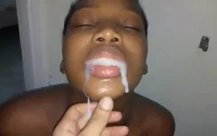 Who Said It's No Nut November ejaculação dentro da boca sexy de ébano thot model
