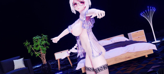 MikuMotion: [mmd] Schwache Evoli Brille verlockt schwarze Seide große Brüste schütteln...