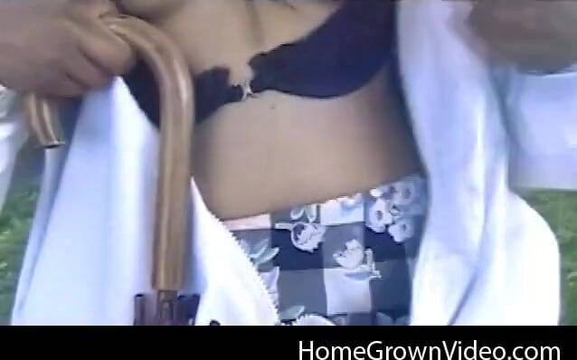 Homegrown Wives: Petite girl fucks outdoors