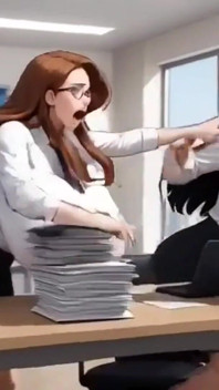 Funny Huge Boobs Office, Ai Animation