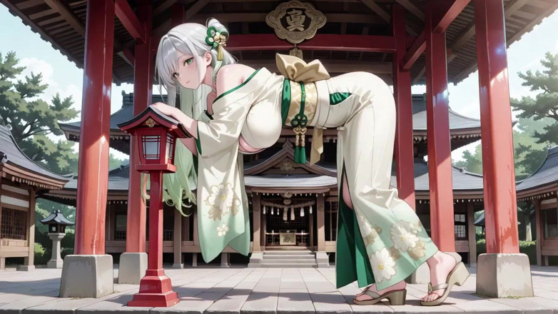 Tay Swift X: Shrine Maiden Secrets yang berambut perak! Languidly Berbaring Di Koridor...