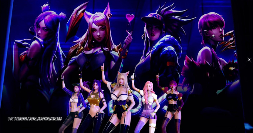3D-Hentai Games: BlackPink - Hraní s ohněm sexy striptýz KDA Ahri Akali