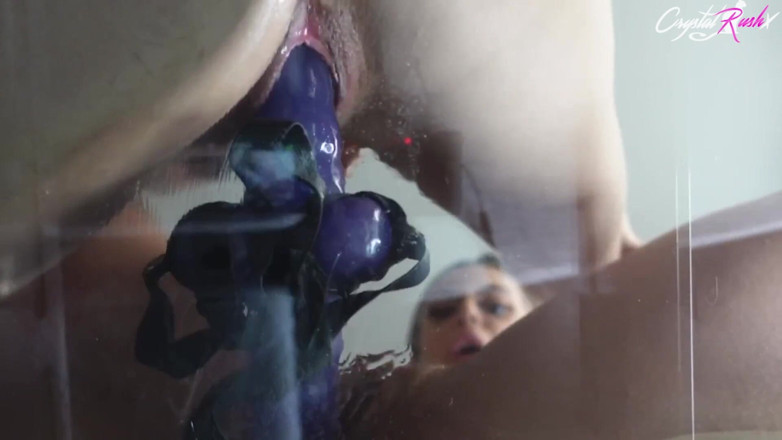 Crystal Rush: Sexy lesbians play with dildos, pussy licking and self fuck