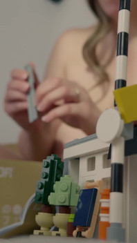 Hot Wife Folds Blocks Naked