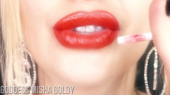 Goddess Misha Goldy: Trénujte své nutkání k mým červeným rtům!