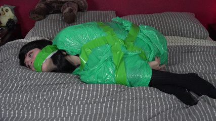 Restricting Ropes: Green tape bondage