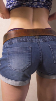 Amateur MILF In Tight Jean Shorts Teasing Her Whale Tail G Strings