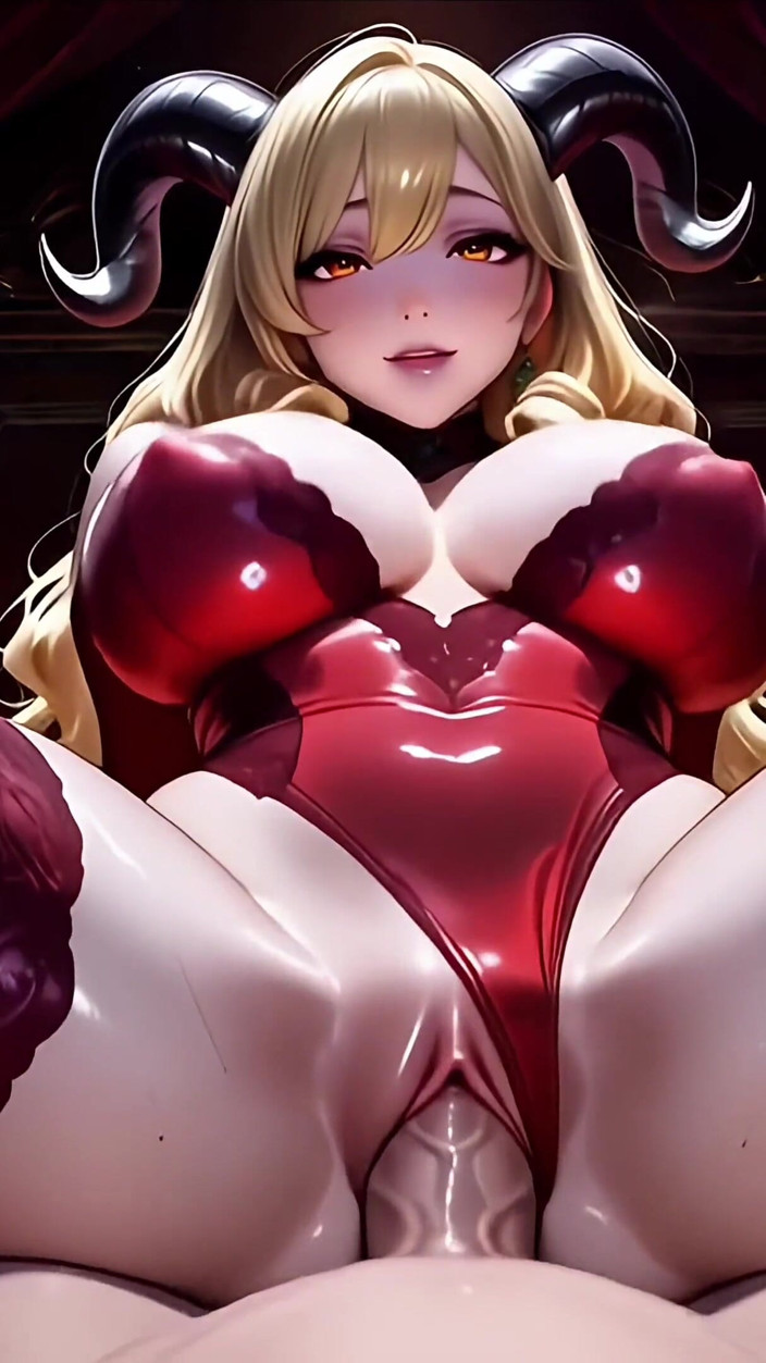 Shoutzi Anime Hentai3D Uncensored: Succuba - красива демонстрація золотого волосся в червоному мереживі отримує жорсткий трах