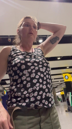MistressWriggler: Bare Boobies at the Airport