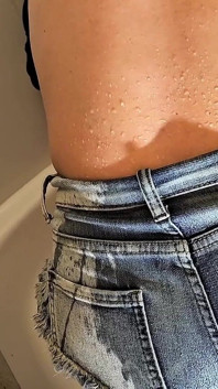 Desperate Pee in My Jeans Shorts Next He Pee on My Ass
