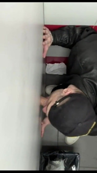 Scally Chav Boy in Leather Jacket Try Glory Hole in the First Time
