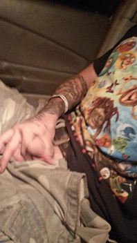 Rubbing Cock in Car